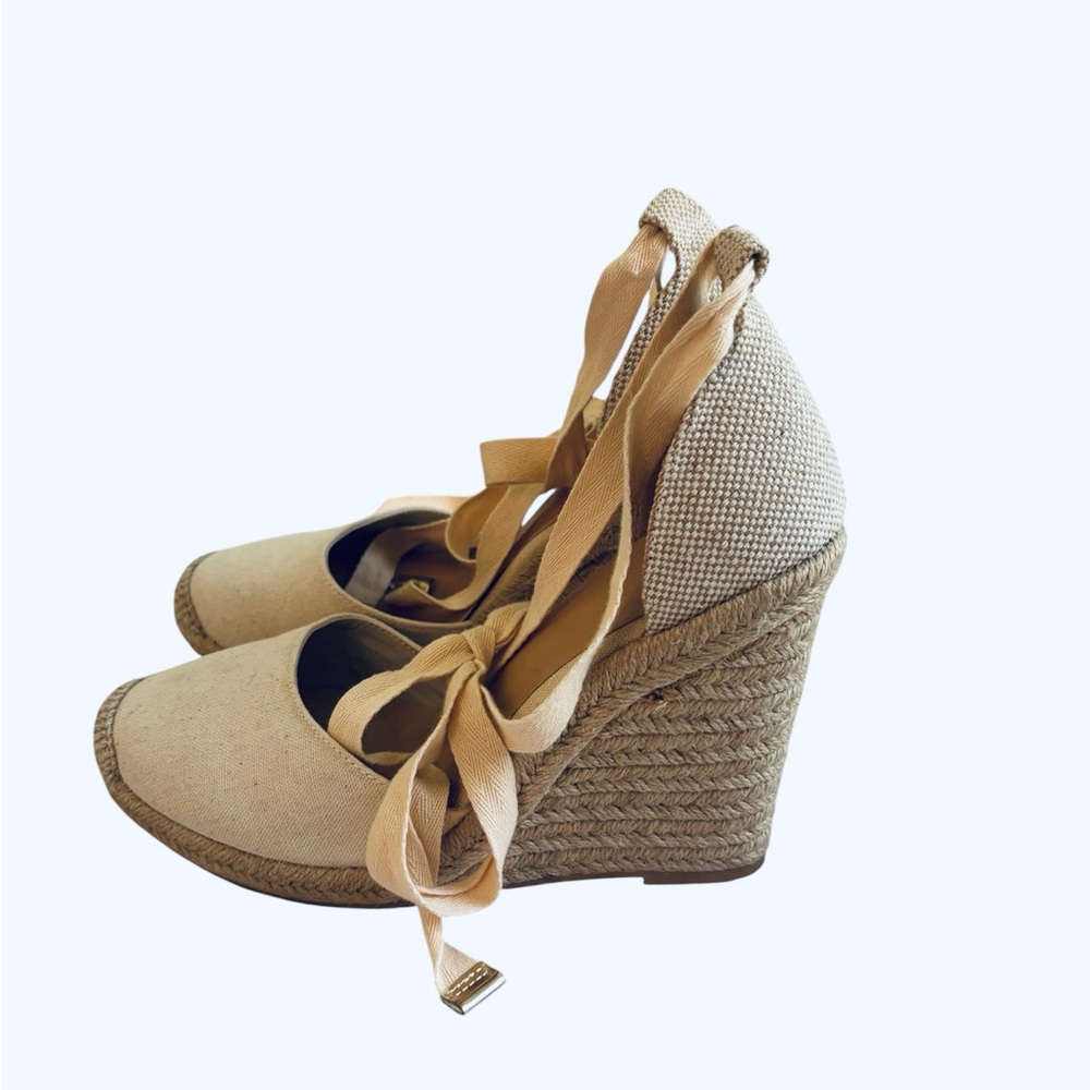 Beige Lace Up Espadrilles